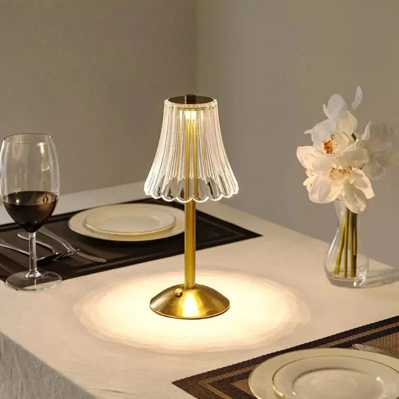 Lampe de Table Rechargeable en Verre et Métal