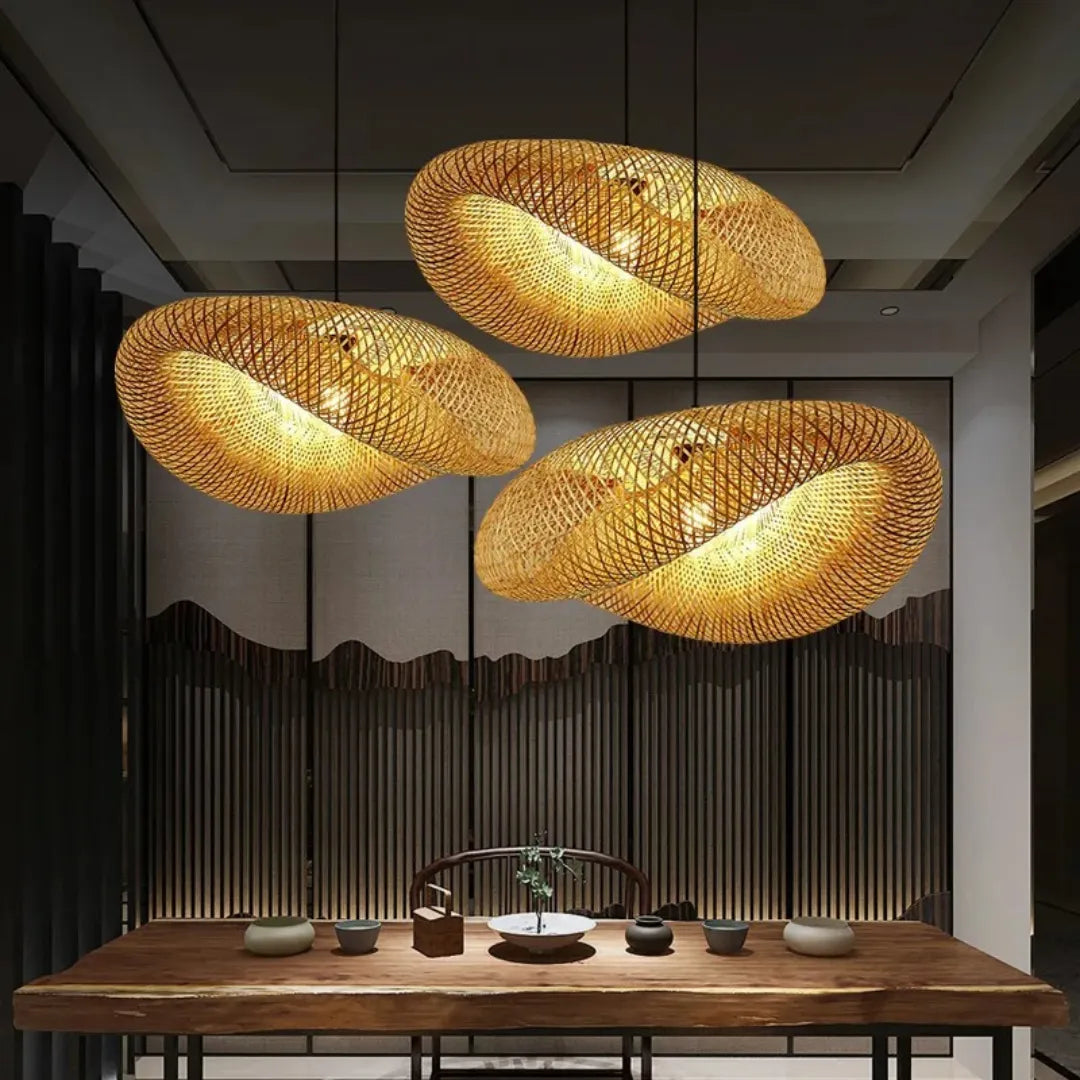 Lustre en bambou à LED Nevo